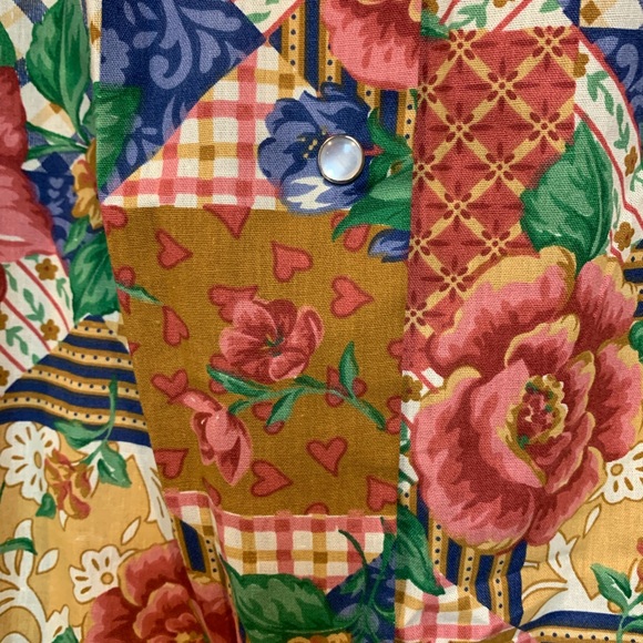 Vintage Deadstock Simply BASIC Floral Patchwork House Dress Size L - Picture 3 of 5